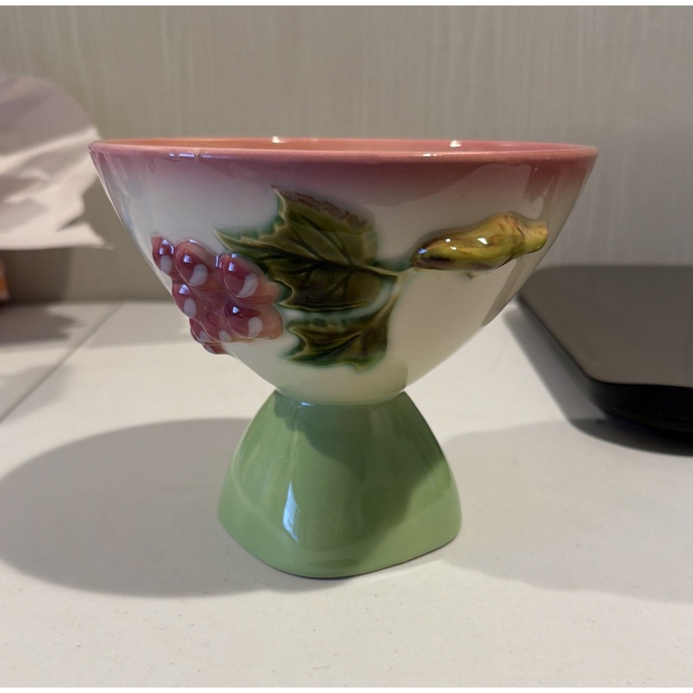 Vtg MCM Rare HTF 1950s Hull Pottery Tokay Tuscany pedestal candy dish No Lid